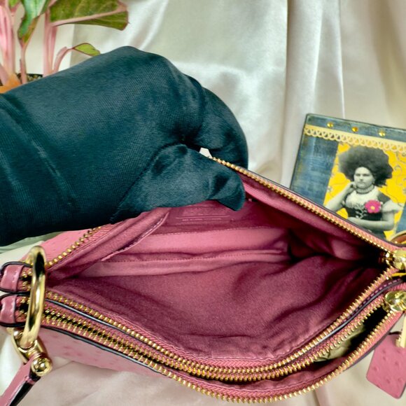 Coach Mia Crossbody – Ostrich-Embossed Leather in Pink (Style No. F76644) - Picture 10 of 14